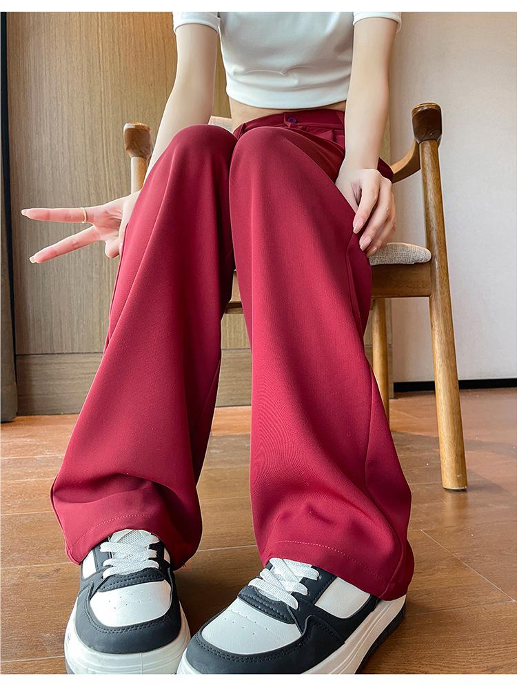 Summer 2026 Cooling High-Waist Wrinkle-Resistant Ice Silk Pants - Slimming, Straight Leg Design