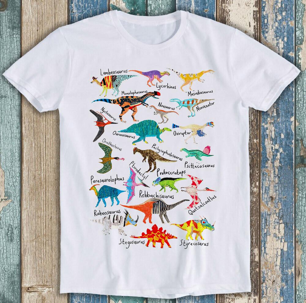 Dinosaurs T Shirt Names And Pictures Kids Gift Novelty Cool Vintage Tee M80