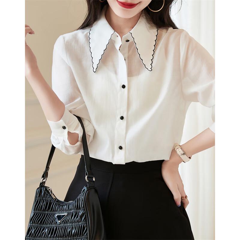 Women's Embroidered Bowknot Long Sleeve Shirt