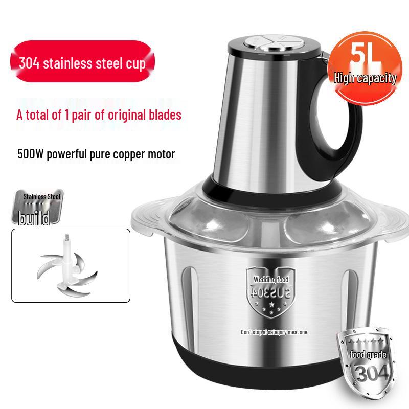Electric Stainless Steel Meat Grinder & Food Processor, for Mincing Meat, Chopping Veggies, Large Capacity Garlic and Pepper Paste Maker.