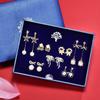 Sterling Earring Set With Pearl Accents Geometric Animal Design Chic Korean Style Women Gift