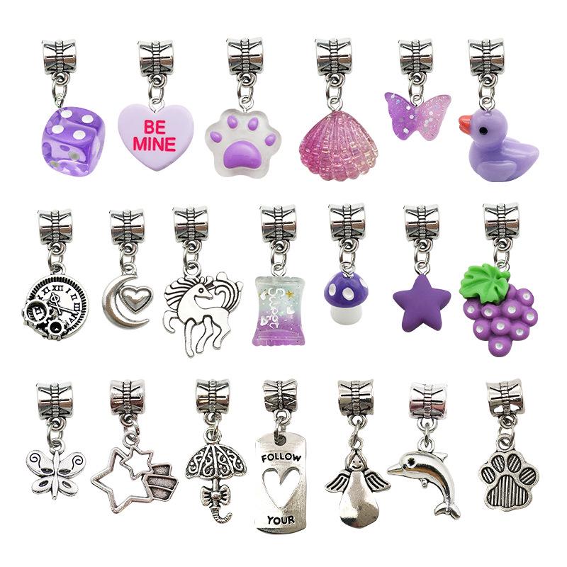 66-Piece Purple Nine-Grid DIY Jewelry Box Set - Children's Handmade Bead Bracelet Kit & Gift Box