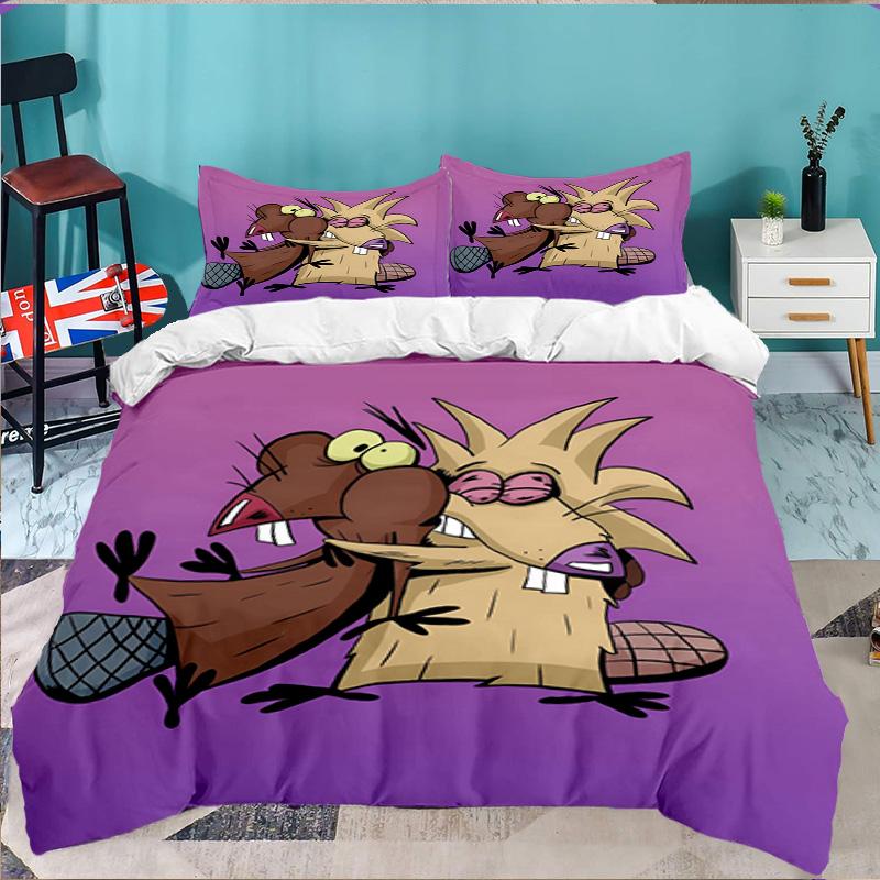 Angry Beavers Adventure 3pcs Bedding Set,Including 1pc Duvet Cover And 2pcs Pillowcases Perfect Gift for Christmas,Ideal for Bedroom, Dormitory
