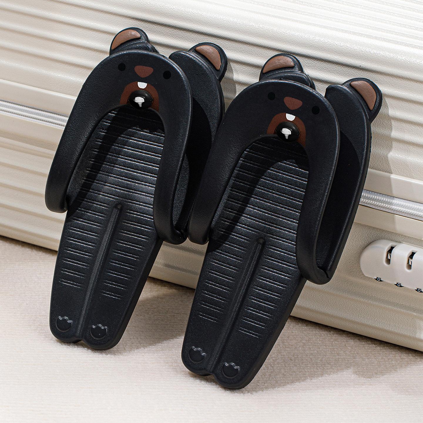 

Милые портативные складные шлепанцы-вьетнамки, гостиничные тапочки для путешествий, уличные, для дома и улицы, нескользящие, мужские и женские, парная обувь 42/43 чёрный