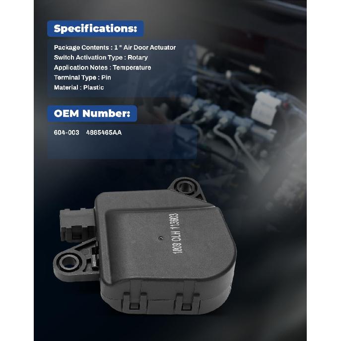 LUJUNTEC Blend Door Actuator Replaces 604-003 Replacement For 2001-2008 for Chrysler 2001-2007 for Dodge, Air Door Actuator, HVAC Blend Control