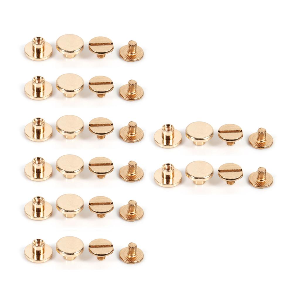 10sets 5 6.5 8mm Solid Brass Button Stud Screw Nail Screwback for Leather Rivet Belt DIY Gold