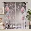 Elegant pink flowers - printed curtains, pole bag curtains, home decoration, room decoration