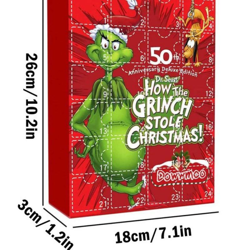 Grinch Acrylic Blind Box Ornament Set 24-Day Christmas Countdown Calendar Keychain Decor