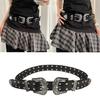 Retro Gothic Double Buckles Belt Rivets Studded Retro Punk Style PU Leather For Women