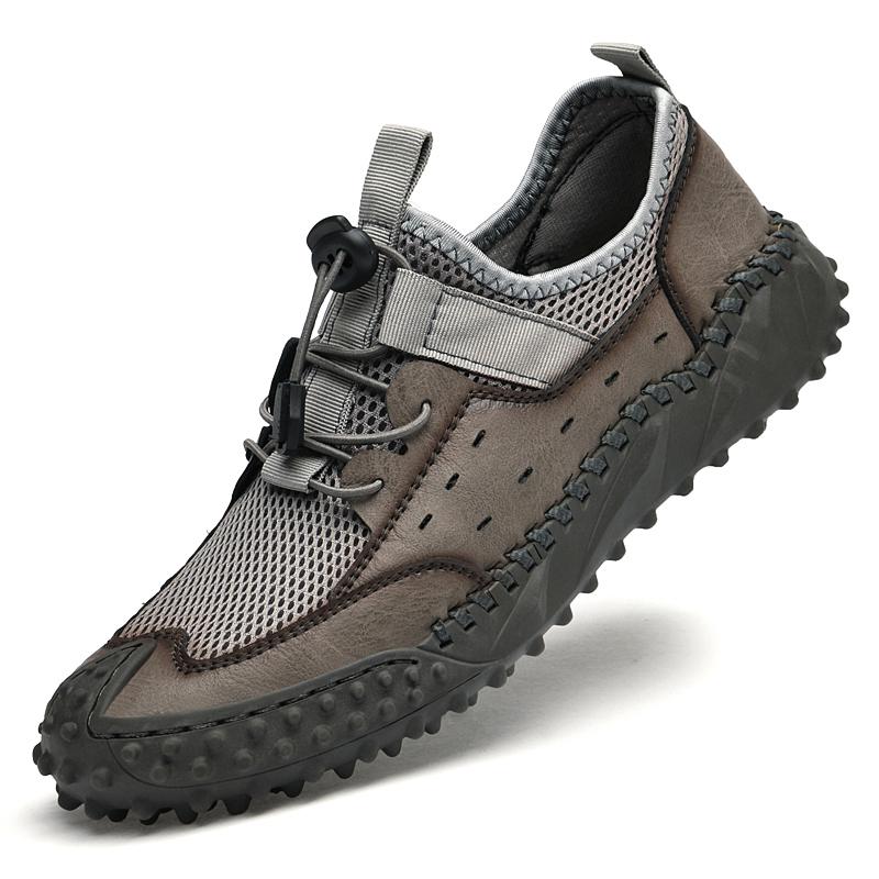 Fashion Plus Size Handmade Outdoor Casual Shoes Breathable Mesh Fabric Soft Bottom Summer Mesh Surface Climbing Shoes Rubber Sole