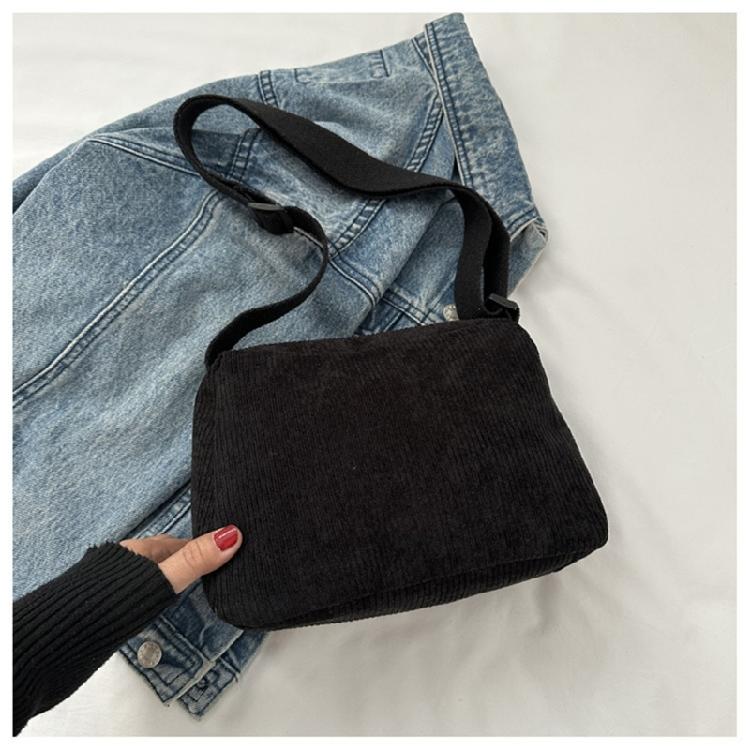 Contemporary Corduroy Sling Bag for Ladies Versatile Shoulder Bags with Zipper