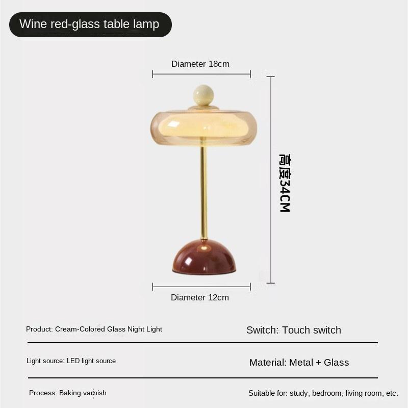 Vintage Dimmbare Glas Tischlampe Mid-Century Stil Ambient Schreibtischlampe für Schlafzimmer Nachttisch Arbeitsplatz Schreibtisch Heimdeko Beleuchtung