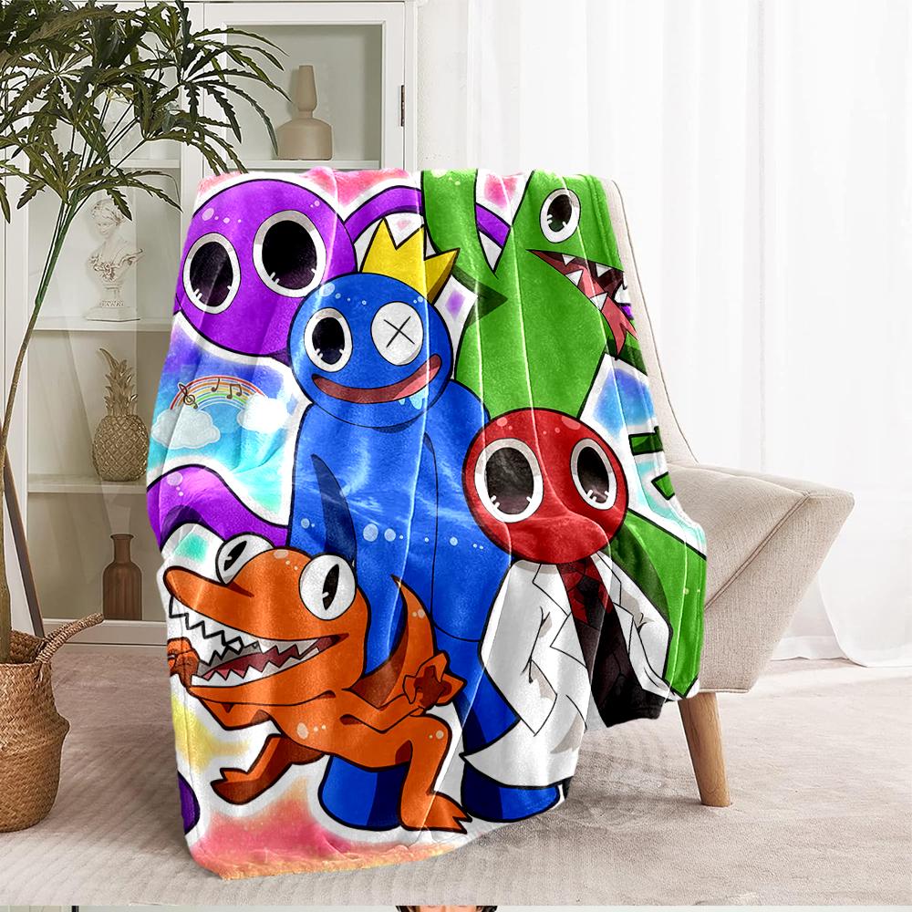 Rainbow Friends Theme Printed Blanket - Perfect for Couch, Bed, Travel & Outdoor Use | Machine Washable, Cozy & Durable.