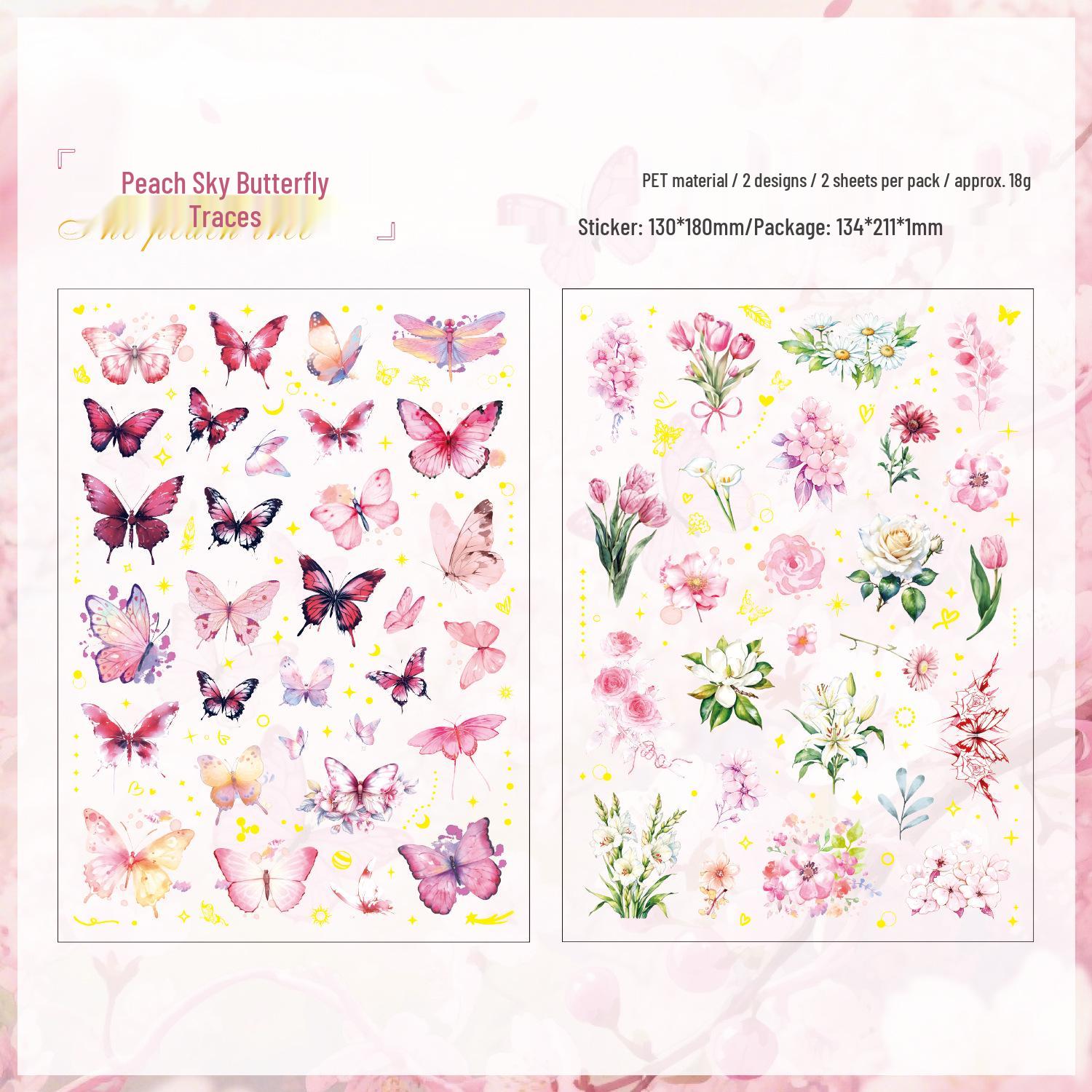Yuezhen Butterfly Garden Die-Cut Stickers: Floral PET Journal & Kids Sticker Collection