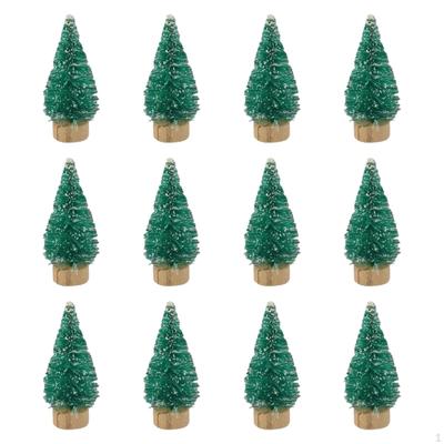 12x Small Christmas Tree Ornaments Artificial Decor Xmas Trees for Table