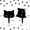 Qmetalart Black Cat Decorations Metal Garden Yard Art Decor Farmhouse Home Decor Outdoor Ornaments Décor Courtyard Lawn Gift Ideal for Cat Lovers