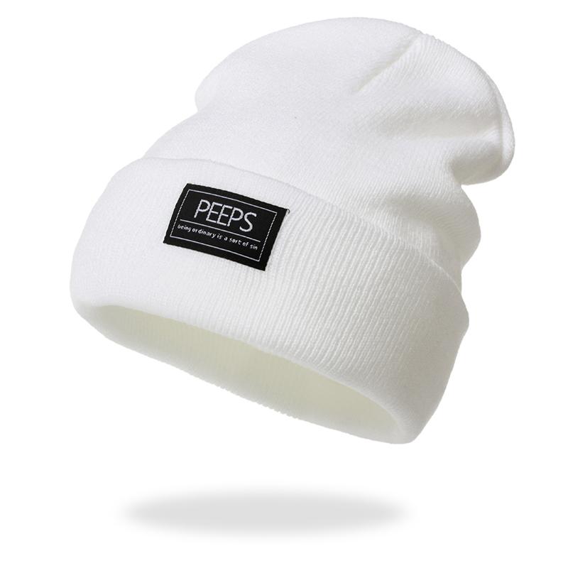

New Women Men Warm Beanie Hat Cap Boy Girl Autumn Winter Male Lady Casual Embroidered Cap Hat For Women Men One Size белый