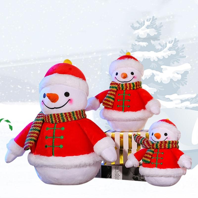 7/8/12’’ Plush Toy Mini Snowman Lovely Christmas Ornament Soft Stuffed Cotton Toy for House Decoration Hanging Gift Toy