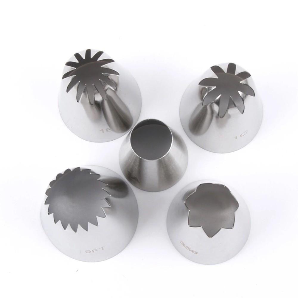 5PCS Assorted Shapes Pastry Icing Nozzle Stainless Steel Cake Decorating Tip  DIY Pastry Art
