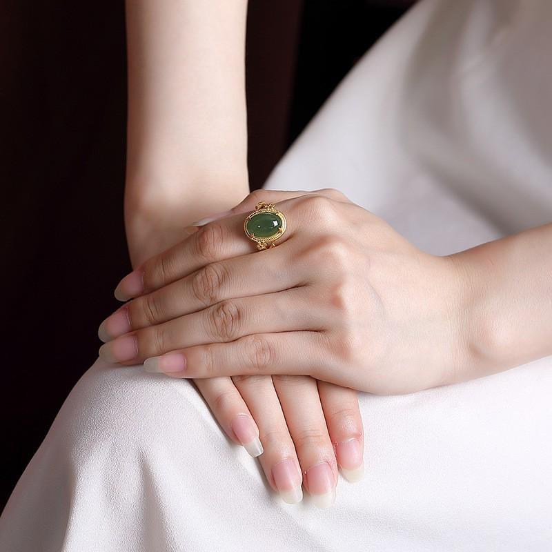 Adjustable Open Ring With Hollow Floral Leaf Motif Gold Plated Copper Vintage Style Statement Women Men