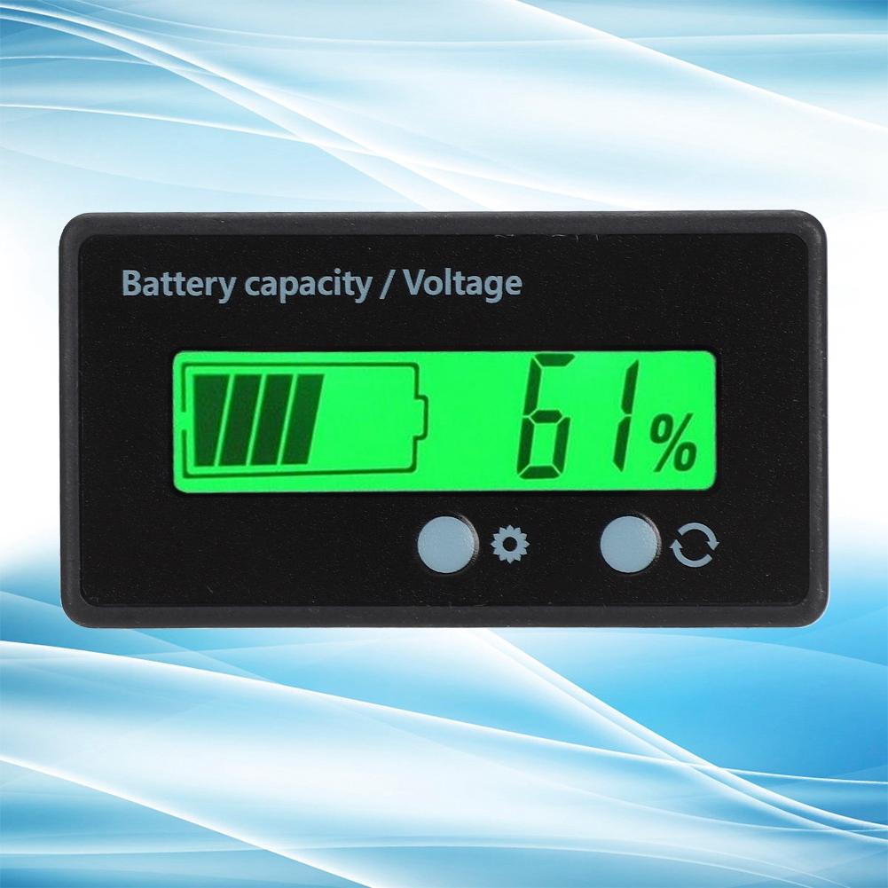 GY6GS Battery Power LCD Display Voltage Meter 1284V with Light Alarm Function (Green Light)