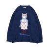 Kusguru Japan Shaggy Knit Dark Blue Women's Sweater, BK416,