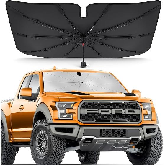 [2025 Updated] Bolamp Car Windshield Sun Shade, [Effective Keep Cool] Spring Structure Umbrella Sunshade for Automobile Windshield, Protect Cars