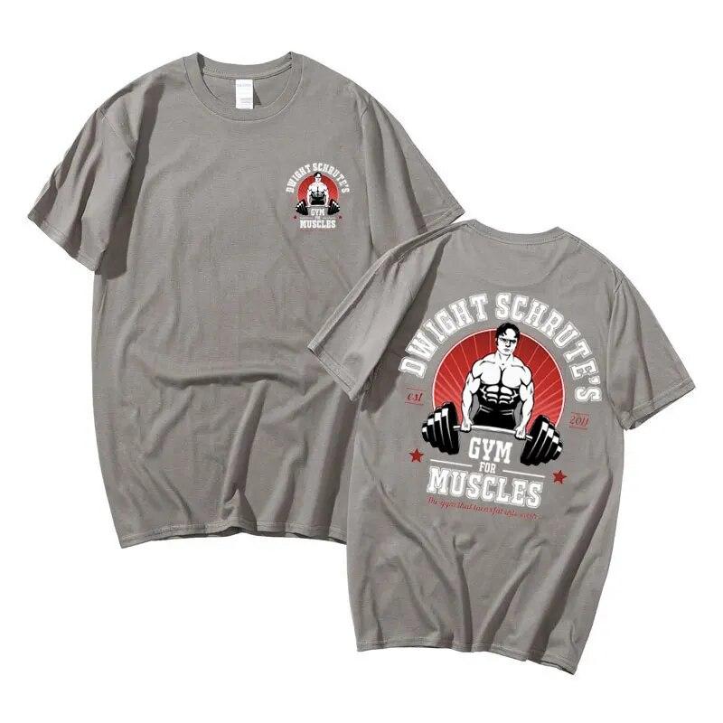 Powerhouse Gym Geek Dwight Schrute S Gym for Muscles Double Sided Print Tshirt Unisex Women Harajuku T Shirt Unisexs Cotton T-shirts