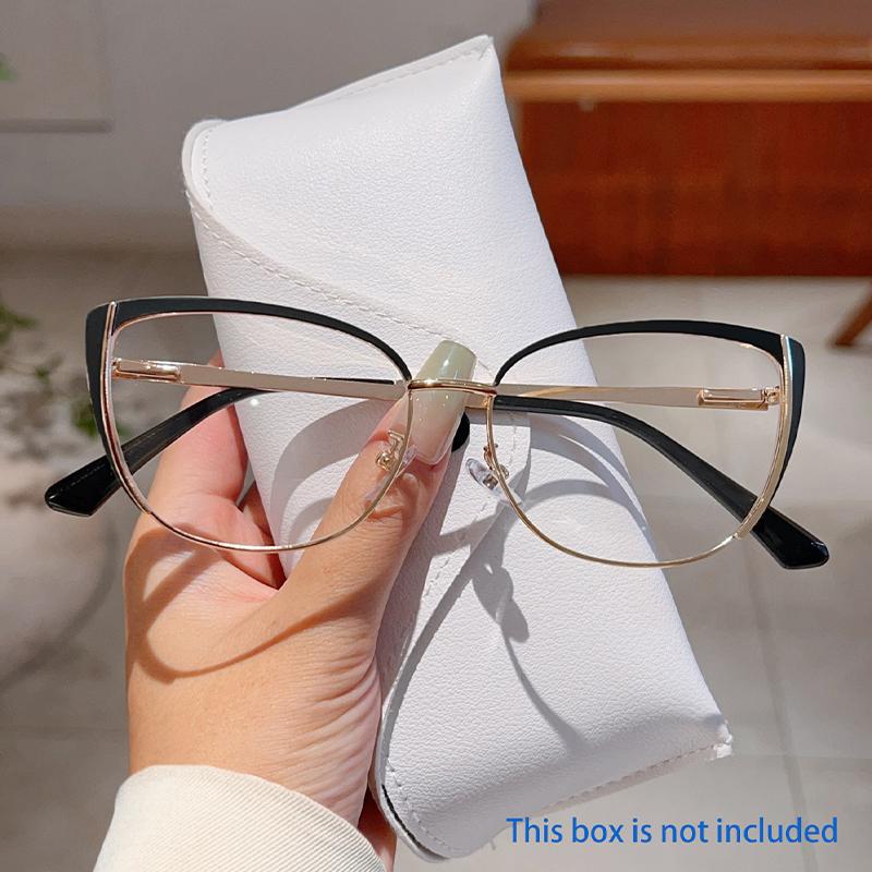 Trendy Retro Cat Eye Frame Women New Korean Style Sweet Decor Glasses Non-prescription Semi-Rimless Po Pink Eyewear