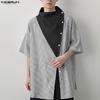 INCERUN Summer Men Stand Neck Short Sleeve Patchwork Casual Loose T-shirts Tops