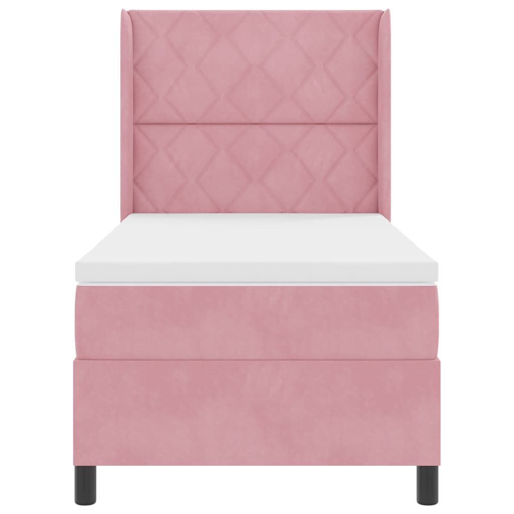 Box Spring Bed with Headboard Pink 100 x 200 cm Velvet