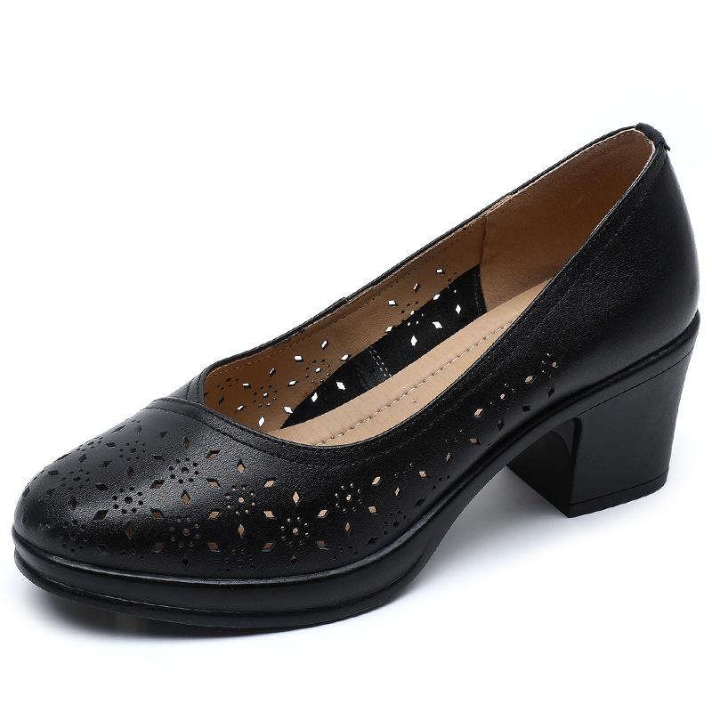 

Fashion GKTINOO 2025 Summer Fashion Ladies Shoes Hollow Women Soft High Heels Tenis Feminino Comfort Genuine Leather Sandals Plus Size 5