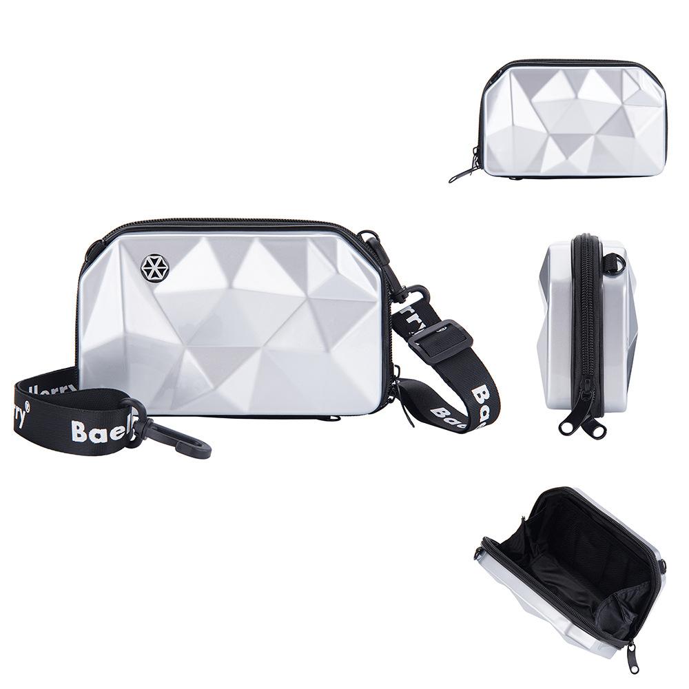 

Versatile suitcase women s cosmetic bag rhombus mini7 inch hard shell anti-pressure storage single shoulder oblique span women s bag one size срібний