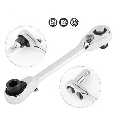 Portable 1/4 Inch Double Ended Quick Socket Ratchet Wrench Screwdriver Bit Spanner Two-way Adjustable Hand Tools for Mechanic