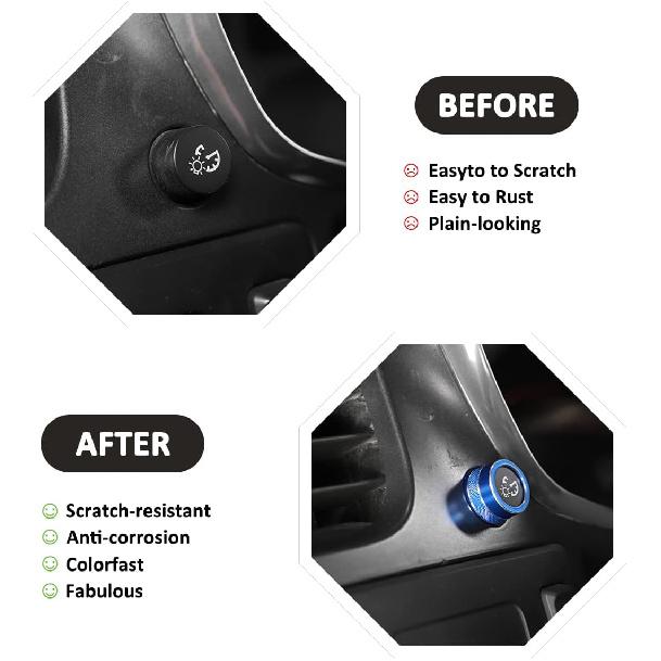 Alloy Car Light Wiper Lever Knob Circle Trim Stickers for Chevrolet Corvette C7 2014-2019 Car Dashboard Bright Adjustment Head Lever Trim (Blue)