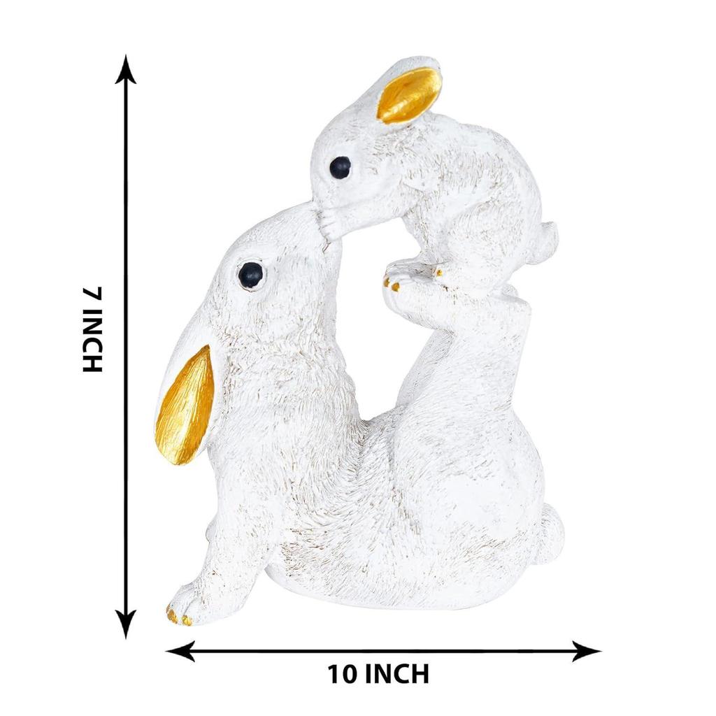 Rabbit Statue with Rabbit Baby Playing Showpiece for Home Decor Showpiece Feng Shui Vastu Items for Good Luck, Wealth and Vastu Animal Decorative