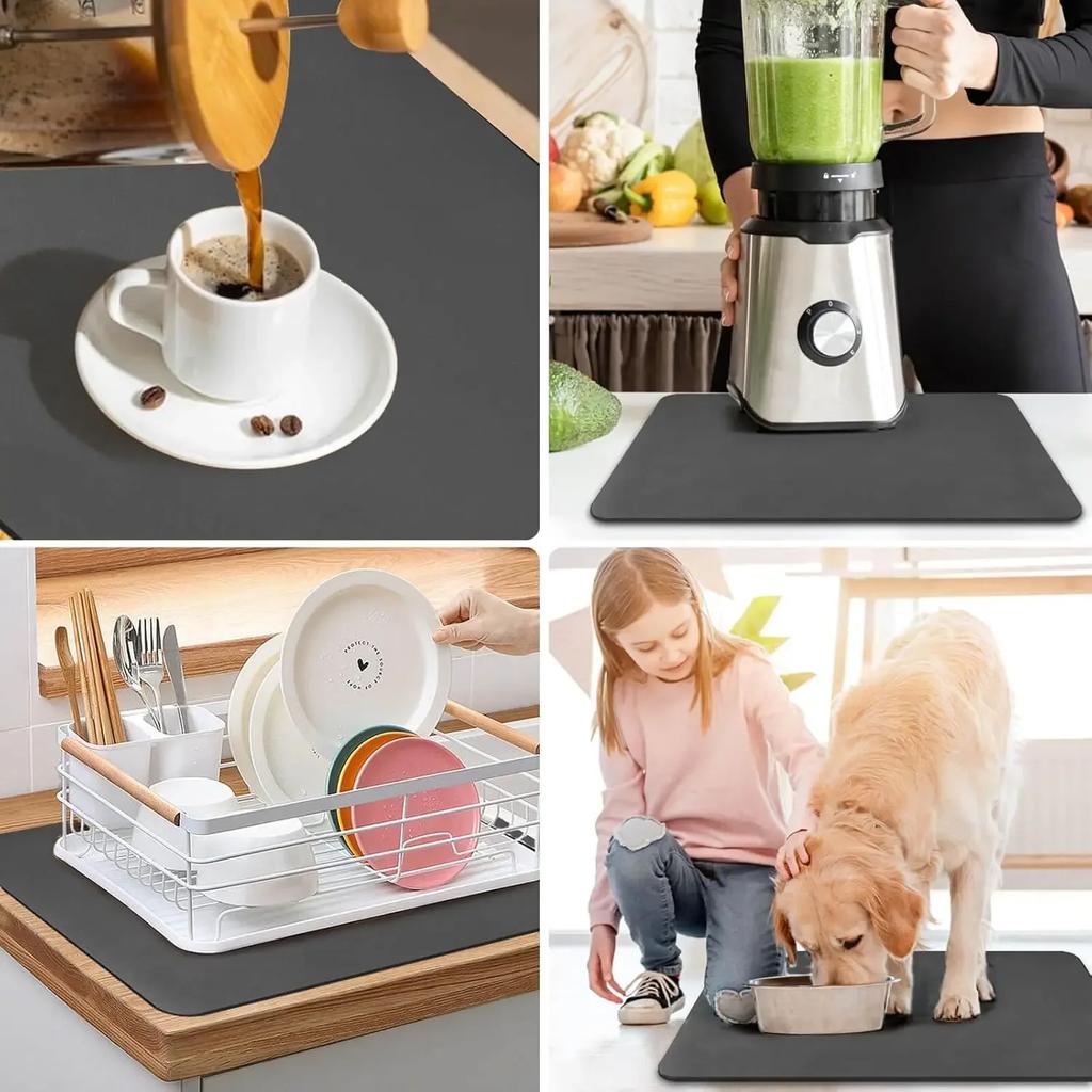 Modern Abstract Geometric Absorbent Dish Drying Mat Decor Multi-Functional Kitchen Counter Dining Table Coffee Machine Pad