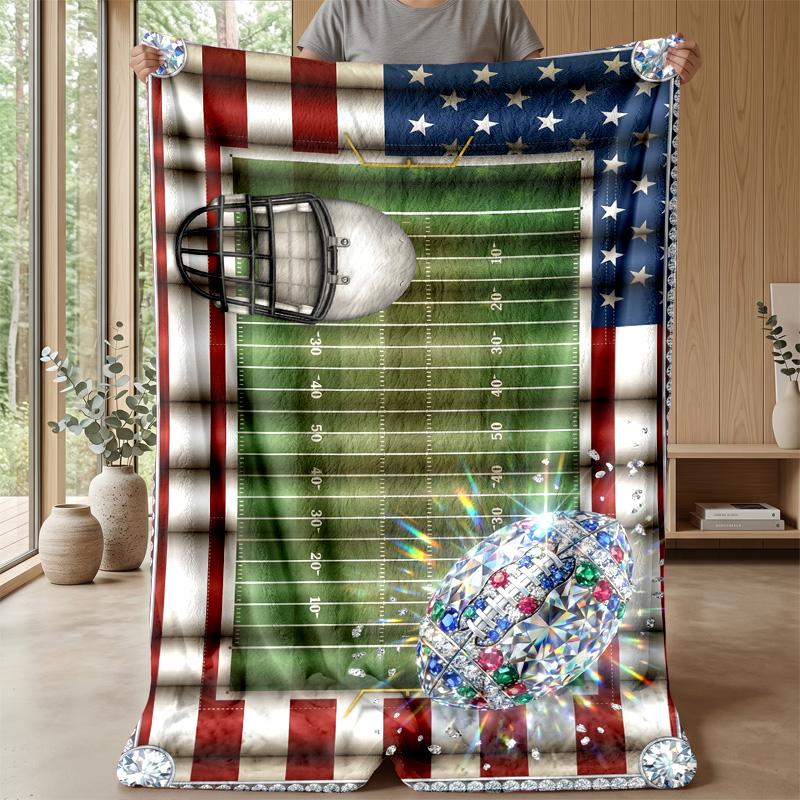 American Football Celebration blanket Personalized Name Flannel Blanket Soft Cozy Plush Throw for Sofa Bed Lightweight Home Decor