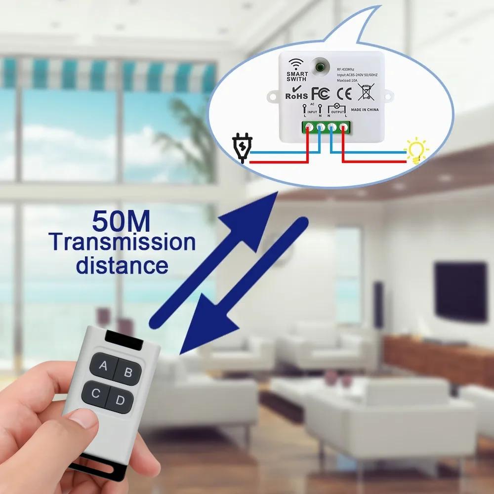 433Mhz Wireless Remote Control AC 110V 220V Rf Relay Receiver On off Transmitter Light Switch Module For Light Lamp Controller