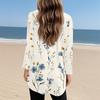 Womens Tops Round Neck  Long Sleeve Blouses Casual Mid-length Shirts Fashion Print Tunic Tops With Pockets