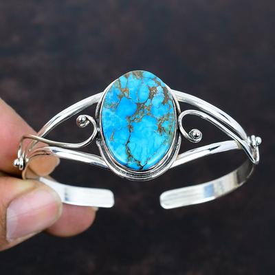 Tiibeti türkiis käevõru gemstone mansettkäevõru 925 sterlinghõbe reguleeritav käevõru korralik ehtekunst käsitööna valminud mansettkäevõru kingitused sõbrale