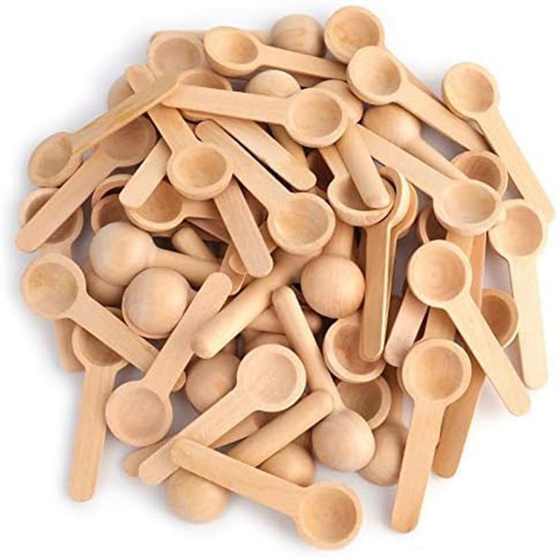 50/10PCS Mini Wooden Spoons Short Handle Honey Coffee Tea Spoons Kitchen Spice Condiment Spoons Home Kitchen Cooking Gadgets