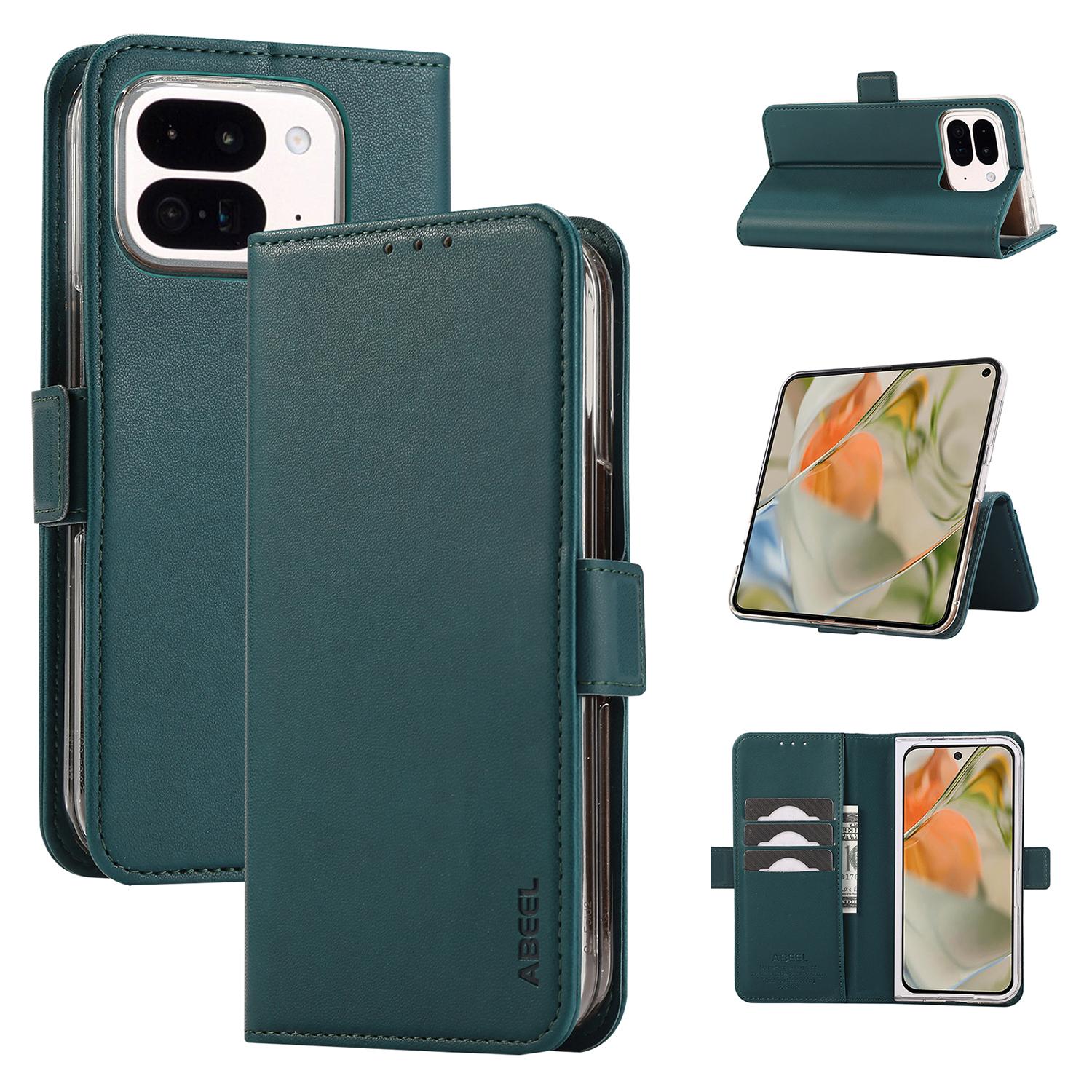 

ABEEL Style A02 For Google Pixel 9 Pro Fold 5G Stand Case PC+PU Leather RFID Blocking Wallet Phone Cover A