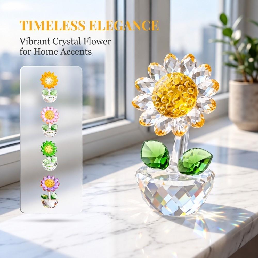 Cartoon Sunflower Ornament Plant Series Crystal Home Decoration Sunflower Figurine  Gift