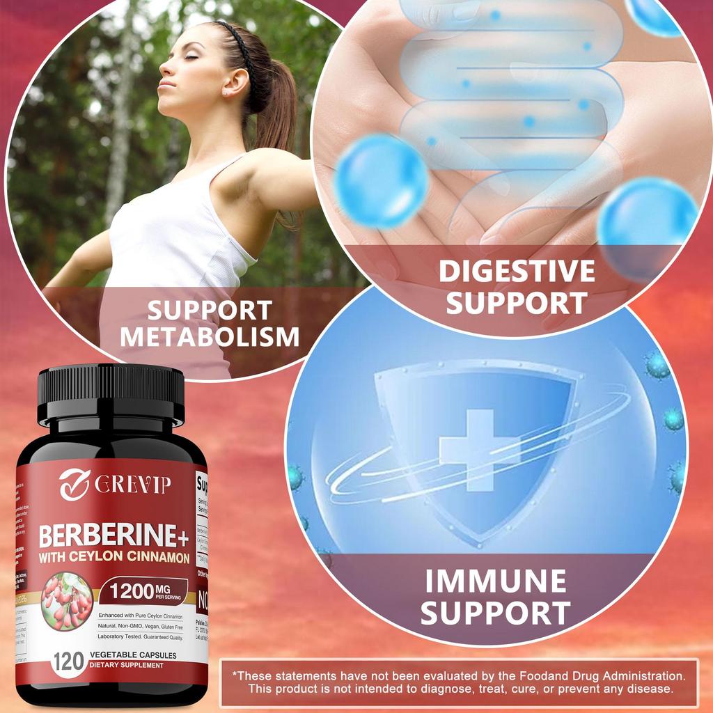 Berberine HCl + Ceylon Kaneel 1200mg - Lagere Bloedsuiker- & Cholesterolgehalt