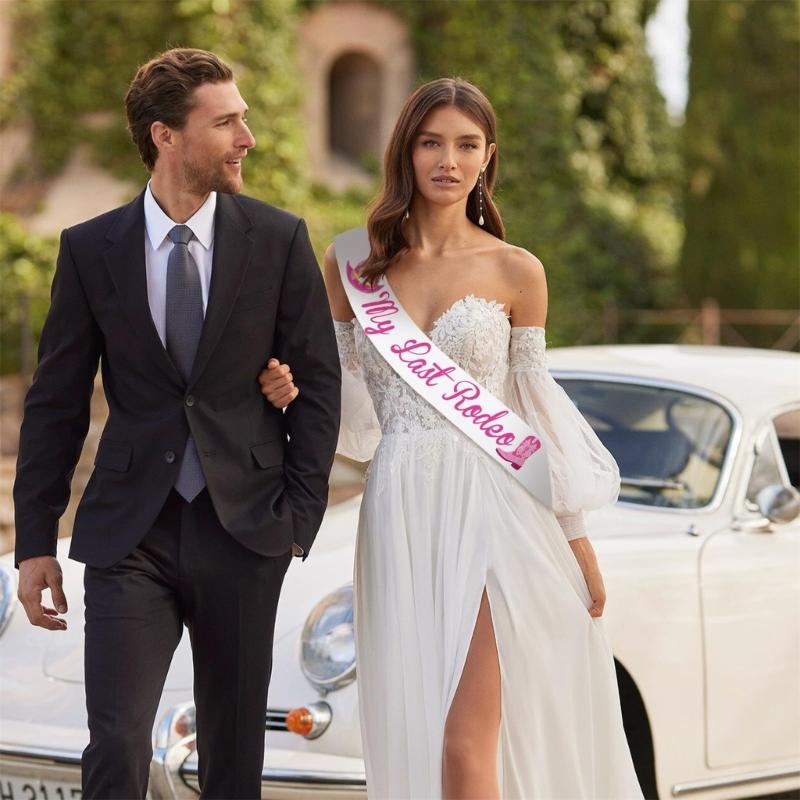 Satined Ribbon Sash With Pink Lettering For Bachelorette Event Celebration Birthday Graduation And Cowboy Theme Parties