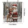 1Pc Santa Claus Reindeer Print Waterproof Shower Curtain Bathe Partition Curtain 12 Hooks Privacy Protection Easy Installation