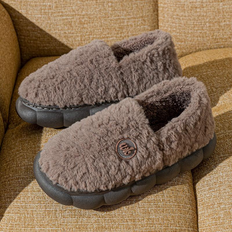 

Зимняя обувь новые плюшевые хлопковые тапочки зимняя домашняя комнатная теплая обувь нескользящая толстоподошвенная хлопковая швабра Size 44-45 [Size 1-2 smaller shoes]
