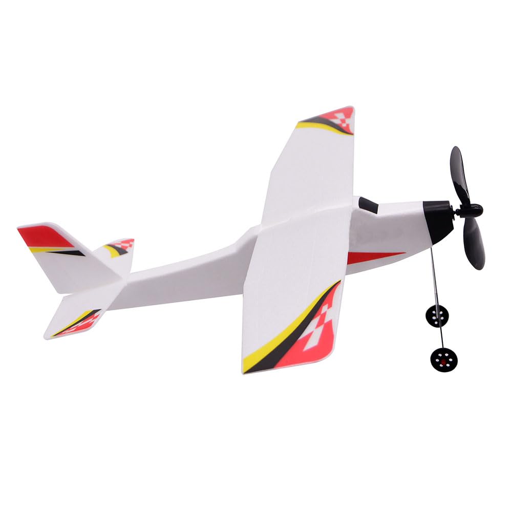 Aircraft Model Toy Foam Aircraft Rubber Band Elastic Drive Flying Glider Aircraft 3D Assembly Aircraft Model Fighter Jet Kids Educational Toy DIY