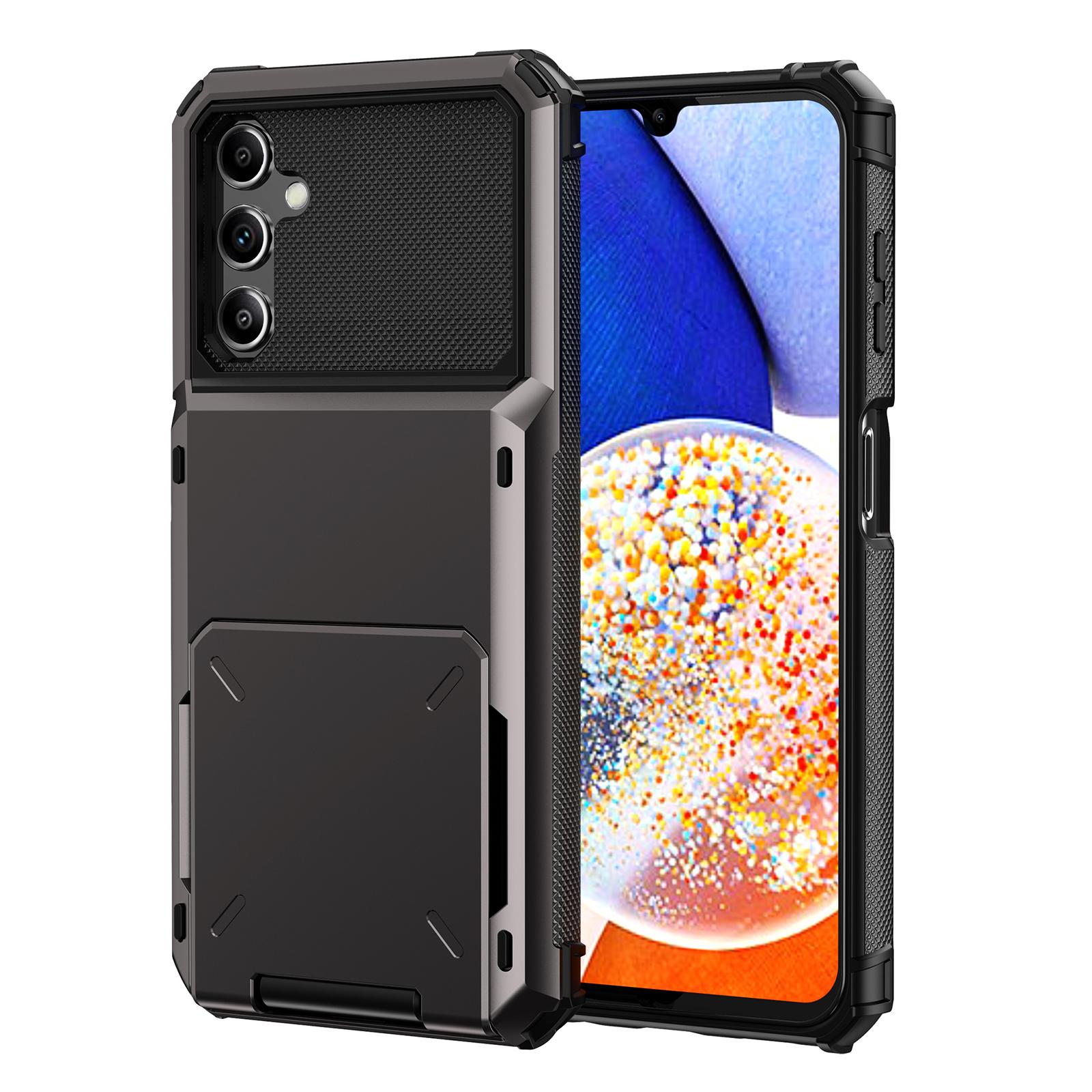 

For Samsung Galaxy A34 5G Phone Flip Card Holder TPU+PC Phone Case Protective Shell Black